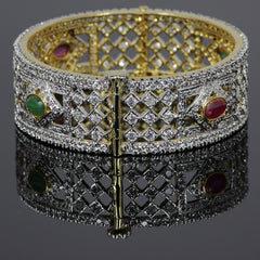 Elegant Ruby Emerald Cuff